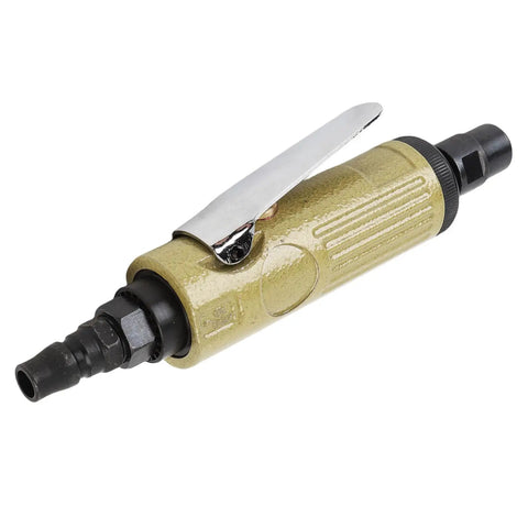 Heavy Duty Pneumatic Die Grinder Delivers Ridiculous 25000 Rpm Speed For Smooth Metalworking Deburring Tasks And Auto Detailing Projects Any Day Now, close-up view of the air die grinder.