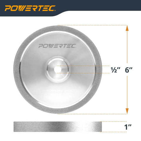 Knockout Performance 6 Inch CBN Grinding Wheel 180 Grit For Bench Grinder designed for tool sharpening, with aluminum frame.
