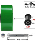 Beefy 4 Inch Polyurethane On Cast Iron Wheel Caster Set With Half Inch Bore Roller Bearings Heavy Duty 3200 Lb Capacity close-up