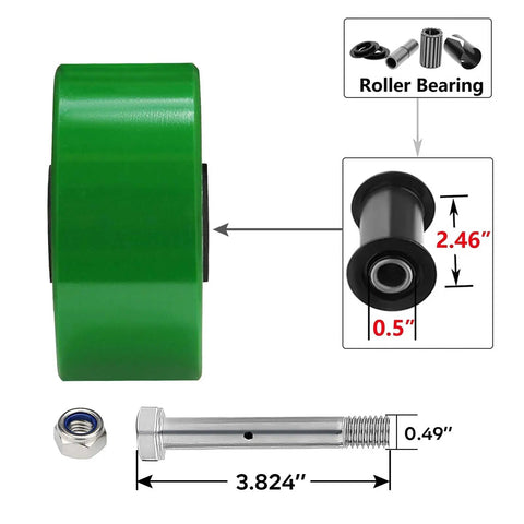Beefy 4 Inch Polyurethane On Cast Iron Wheel Caster Set With Half Inch Bore Roller Bearings Heavy Duty 3200 Lb Capacity close-up