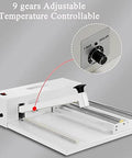 Close-up of the adjustable temperature controller on the 24 Inch Shrink Wrap Machine and Heat Sealer for precise sealing.