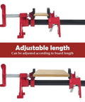 Two Pack Three Quarter Inch Pipe Clamps For Woodworking Heavy Duty Cast Iron Bar Clamps With H Shaped Feet displayed in adjustable length.