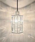 Close-up of Three Pack Crystal Hanging Pendant Lights 5.5 Inch with Brushed Nickel Finish highlighting crystal metal shade.