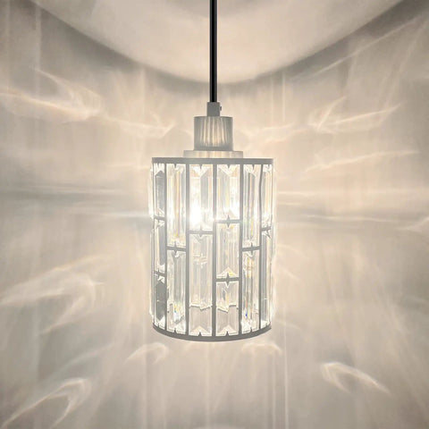 Close-up of Three Pack Crystal Hanging Pendant Lights 5.5 Inch with Brushed Nickel Finish highlighting crystal metal shade.
