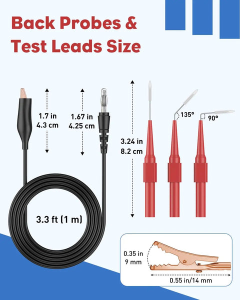 Back Probe Kit 30 Pcs Automotive Test Leads Bundle With Banana Plug To Alligator Clip Probes Wire Piercing Probes Insulated Leads
