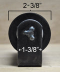 Front view of Pair Of 6 Inch Rubber Top Guide Gate Rollers For Sliding Gates, Heavy Duty Wheels In Black, Weld On Design