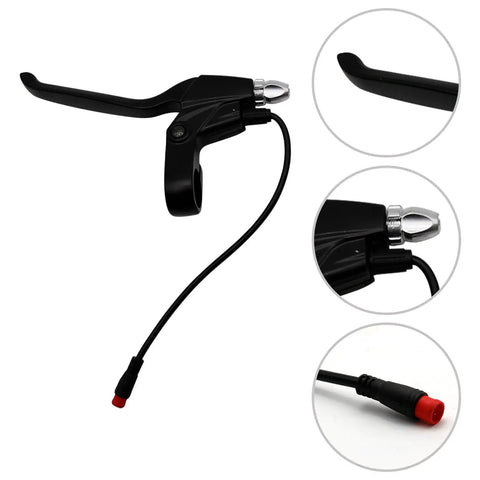 108PDD Ebike Brake Lever Set With 2 Pin Male Levers, Left And Right Power Off Handle, Aluminum Alloy, 17cm, Close-Up Views