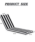 2 Pack Outdoor Lounge Chair Cushions Replacement Cushions For Patio Chaise Lounge, Black And White Stripes, shown in size.