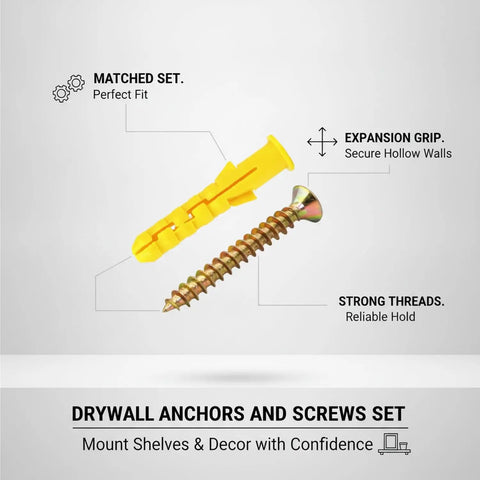 Drywall Anchors And Screws Set With Yellow Plastic Expansion Plugs For Hollow Walls The Ultimate Hang Shelves Like A Pro Kit