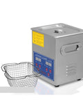 Hualuck Ultrasonic Vinyl Record Cleaner With Heating Feature Stainless Tank For Jewelry, Glasses And Watch Parts, with mesh basket.