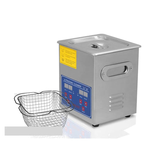 Hualuck Ultrasonic Vinyl Record Cleaner With Heating Feature Stainless Tank For Jewelry, Glasses And Watch Parts, with mesh basket.
