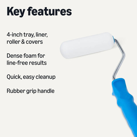 Premium Foam Paint Roller Kit With Four Inch Rollers And Full Eight Cover Set Boss Level Wall Cabinet Door Makeover Essential Slick Finish Every Time Dead Simple Prep Solid Durability Complete Package With Durable Frame Paint Tray And Drop In Liner
