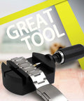 Watch Link Removal Kit With Hammer And Spring Bar Tool for Quick Band Sizing and Strap Adjustment, displayed with watch band