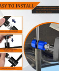2-Pack Car Hood Prop Struts Clamp For Easy Hood Lift shown in dark blue with installation steps
