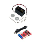 Heavy Duty 30KG 12V High Torque Servo With 360 Degree Continuous Rotation And Magnetic Encoder, Programmable Digital Servo With Controller For RC Cars, Robotic Arms, And Industrial Projects. Servo kit with controller, cable, screws, and metal mounts.