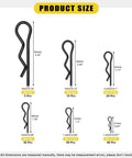 145 Piece Six Sizes Hitch Pin R Clip Assortment Kit Carbon Steel R Clips Cotter Pins Retaining Pins For Trailer Tractor Mower And Carts With Transparent Storage Case Includes M1.2x21 M1.5x33 M2x40 M2.5x45 M3x60 M4x85 product size detail