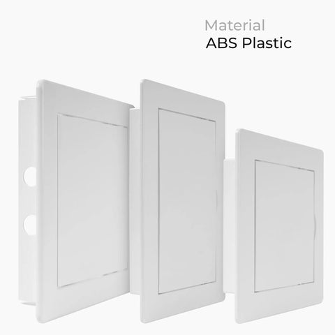 Close-up of 4 X 4 White Square Access Panel For Drywall Made From Tough Abs Plastic showcasing its snap-in design.