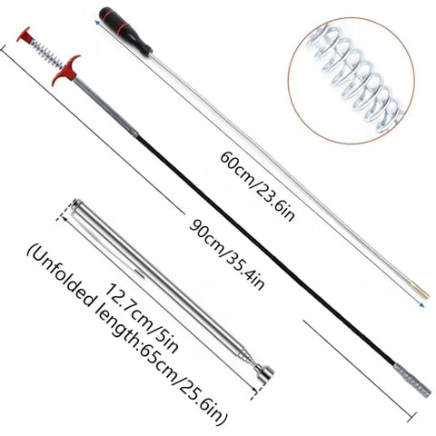 3 Pack Telescoping Magnetic Pick Up Tool Set With Extendable Bendable Sticks Including 15Lb Telescoping Magnet From 7.2 To 30.7 Inches, 1Lb Extendable Magnet From 4.5 To 19.5 Inches, And 24 Inch Flexible Magnet Sweep Retriever