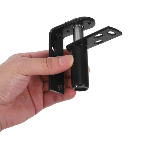 Self-Closing Automatic Door Hinge For Bar Doors Built Tough Heavy-Duty Stainless Steel With Smooth Double-Action Motion For Bar Counters And Salons Easy Secure Mounting For Thick Doors, black stainless hinge in hand