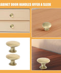 6pc Vintage Round Cabinet Knobs Gold Antique Finish with DIY friendly easy install drawer pulls for cabinets, doors, wardrobe.