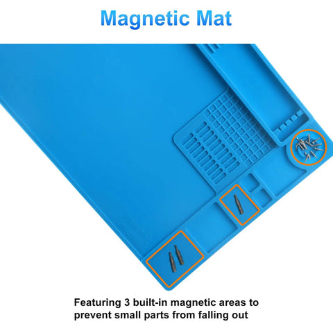 Pro Grade Soldering Mat For Electronics Repair With Magnetic Zones And Heat Resistant Silicone Work Pad 70 Compartments