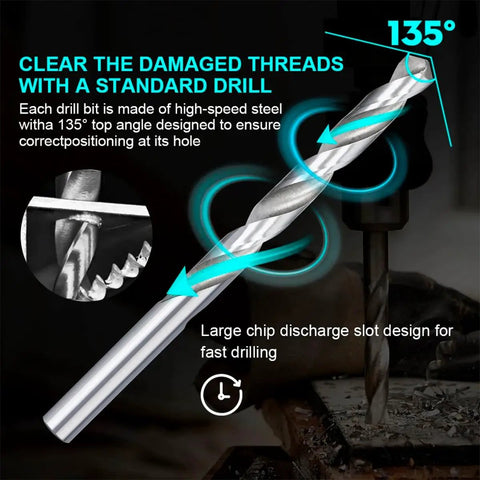 Drill bit from M10 X 1.0mm Car Thread Repair Insert Kit Stainless Steel Helicoil Thread Repair Kit for Vehicles