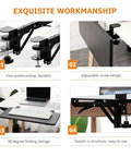 Heavy Duty Foldable Shelf Brackets For Desk Extension Clamps Punch Free Tabletop Mount Black Steel in detailed images showing adjustable features.