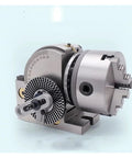 Heavy Duty 8 Inch Chuck Indexing Head Set With Precision Half Indexing For Milling Machines And Rotary Tables, side view.