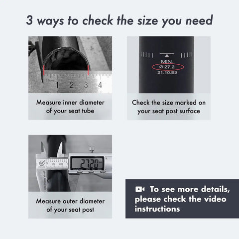 Instructions for measuring seatpost size for Suspension Seatpost With MDU Rubber Memory Damper 45mm Travel Ultralight Aluminum
