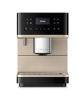 Top Shelf Fully Automatic Coffee And Espresso Maker Featuring Quiet Steel Grinder And Rich Milk Frother For Smooth Real Deal Brews And Quick Daily Home Satisfaction, sleek design in gold and black.