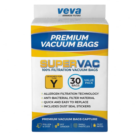 30 Pack Type Y Vacuum Bags For WindTunnel Uprights Style Y And Z Premium Replacement Bags Model 4010100Y box front view