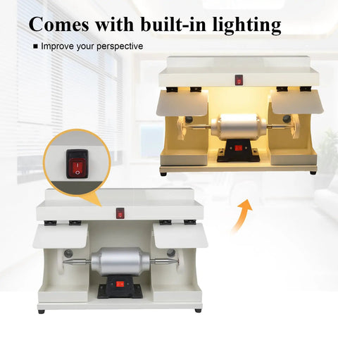 ZGOOD 550W Large Space Bench Grinder Buffing Machine With LED Light, 2800 RPM, highlighting built-in lighting feature.
