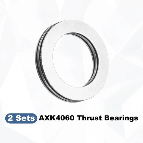 2 sets of AXK4060 Thrust Needle Roller Bearings with Washers, Chrome Steel, 40mm ID, 60mm OD, 5mm Thick, displayed on white background