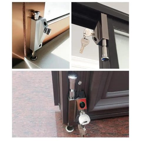Heavy Duty Patio Door Lock With Keyed Bolts Black Auxiliary Security Lock For Sliding Doors Prevents Lifting Or Sliding Alloy Steel Build
