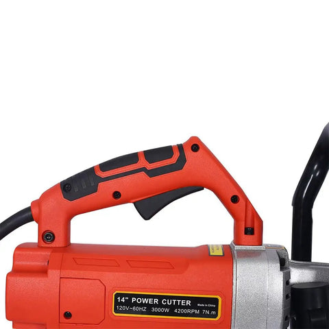 Close-up of the handle on a Heavy Duty 3000W Electric Wet Saw With Steady Water Line And Razor Sharp Diamond Blade.