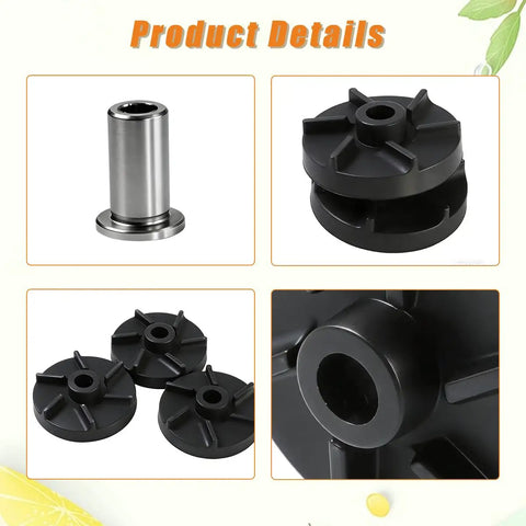 Premium Magnetic Impeller And Heavy Duty Bearing Housing For Cold Drink Machines, stainless insert and nylon parts in 3-Pack.