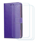 Premium Purple-SXT Protective Case For Danew Trace T-One with three HD screen protectors, showing front and screen protectors.