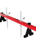 Engine Support Bar 1100 Lb Capacity With Dual Hooks And 2 Point Lift Transverse Engine Hoist For Home Garages And Auto Repair Shops Red Workhorse Tool For Engine Removal And Transmission Work, red steel bar with chains
