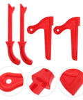 Four Pack Woodworking Push Sticks And Push Blocks For Table Saws Pro Grade Hand Safety Tools, red set displayed on white background