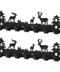 Chic Deer Wall Hook Rack With Seven Smooth Hooks And Double Adhesive Screw Mount For Kitchen Bathroom Storage Waterproof Black Metal Build showing decorative design and hooks.