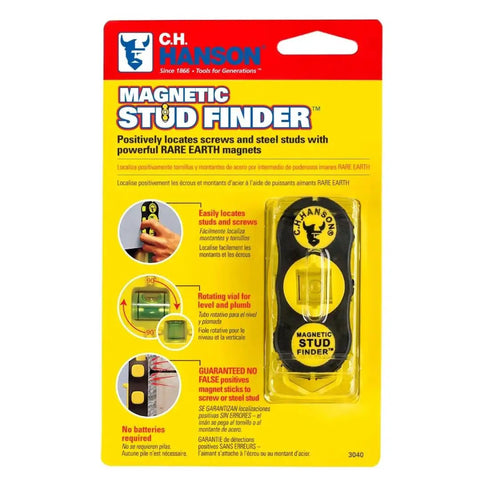 Magnetic Stud Finder With Battery-Free Design, Rare Earth Magnets, Finds Nails And Screws Behind Drywall, Built-In Rotating Level For Precise TV Mounts, Shelves, And Home Projects packaging
