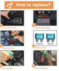 How to replace fuses with Rock Solid 50 Piece Standard Blade Fuse Assortment Kit ATC ATO APR Covering Ten Amp Ratings UL Listed.