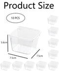 Clear Square Drawer Organizer Set 10-Pack Stackable Modular Bins dimensions with 7.5cm sides and 5.6cm height
