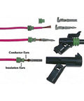 Heavy Duty Weather Pack Connector Kit With 2 Pin Position For 12 14 16 18 AWG Wire Gauge Features Male Female Quick Disconnect Splice black connector and wire crimp diagram