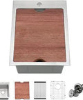 Drop In Bar Sink 15 X 20 Inch Stainless Steel Workstation With Front And Back Ledges For Built In Accessory Track Pro Grade 16