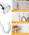30 Pcs Super Strong Magnetic Hooks 25 Lbs Heavy Duty Magnetic Hooks for Hanging Rare Earth Neodymium Magnets in various settings.