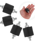4 Pack Heavy Duty Air Compressor Vibration Mounts Rock Solid Dampening Pads in black rubber with M6 threaded steel isolators.