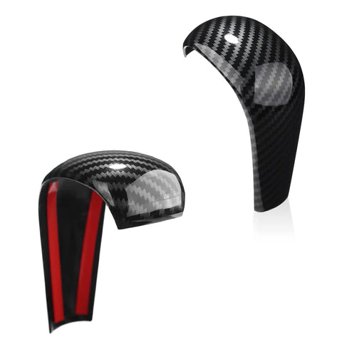 Mazda 3 And CX-30 CX-50 Gear Shift Knob Cover Dope Carbon Fiber Style Interior Trim, rear view, glossy finish, easy install