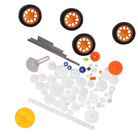Plastic Gear Set Kit 78 Pieces For DIY Projects With Pulleys Belts Worms Racks Shafts Axles Tires Gearbox Components And Bushings