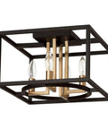 Mundazo 4 Light Semi Flush Modern LED Ceiling Light Fixture Dimmable Open Frame Design In Black And Gold For Hallways Living Rooms